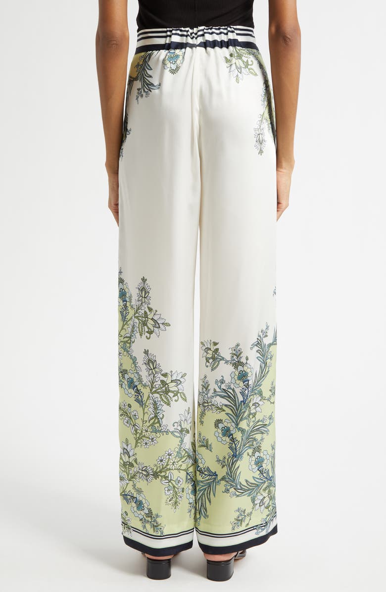 Veronica Beard Grigore High Waist Wide Leg Floral Print Pants, Alternate, color, Light Pistachio Multi