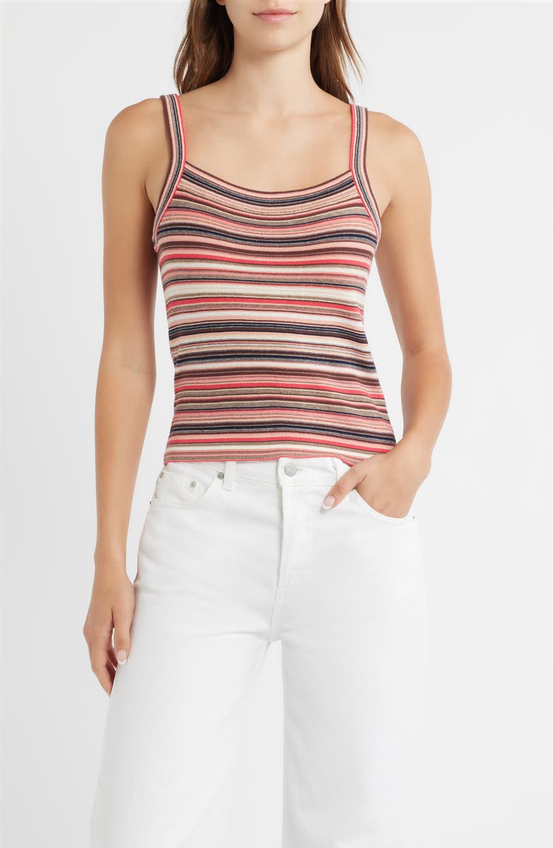 Pistola Frannie Stripe Tank, Main, color, Coral Rose Multi Stripe