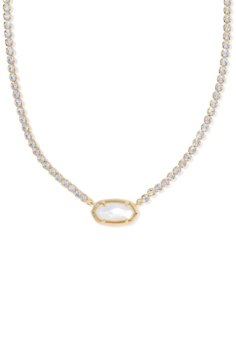 Kendra Scott Elisa Pendant Tennis Necklace, Main, color, Gold Ivory Mother Of Pearl