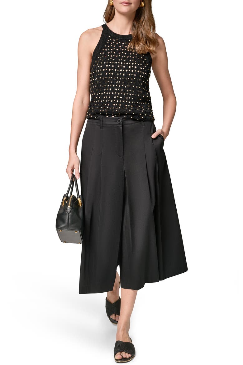 Pleated Crop Pants, Alternate, color, BLACK