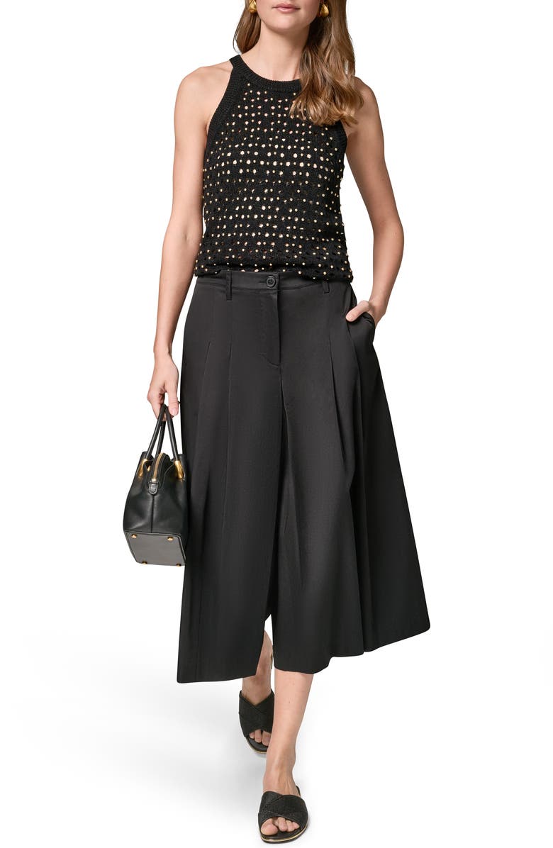 Donna Karan New York Pleated Crop Pants, Alternate, color, Black