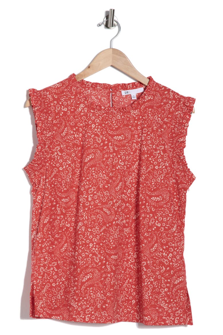 Smocked Ruffle Tank, Alternate, color, CORAL