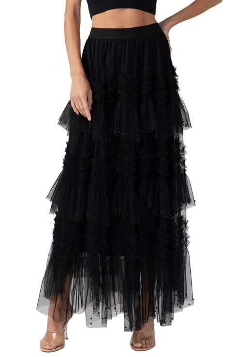 Leia Ruffle Mesh Maxi Skirt