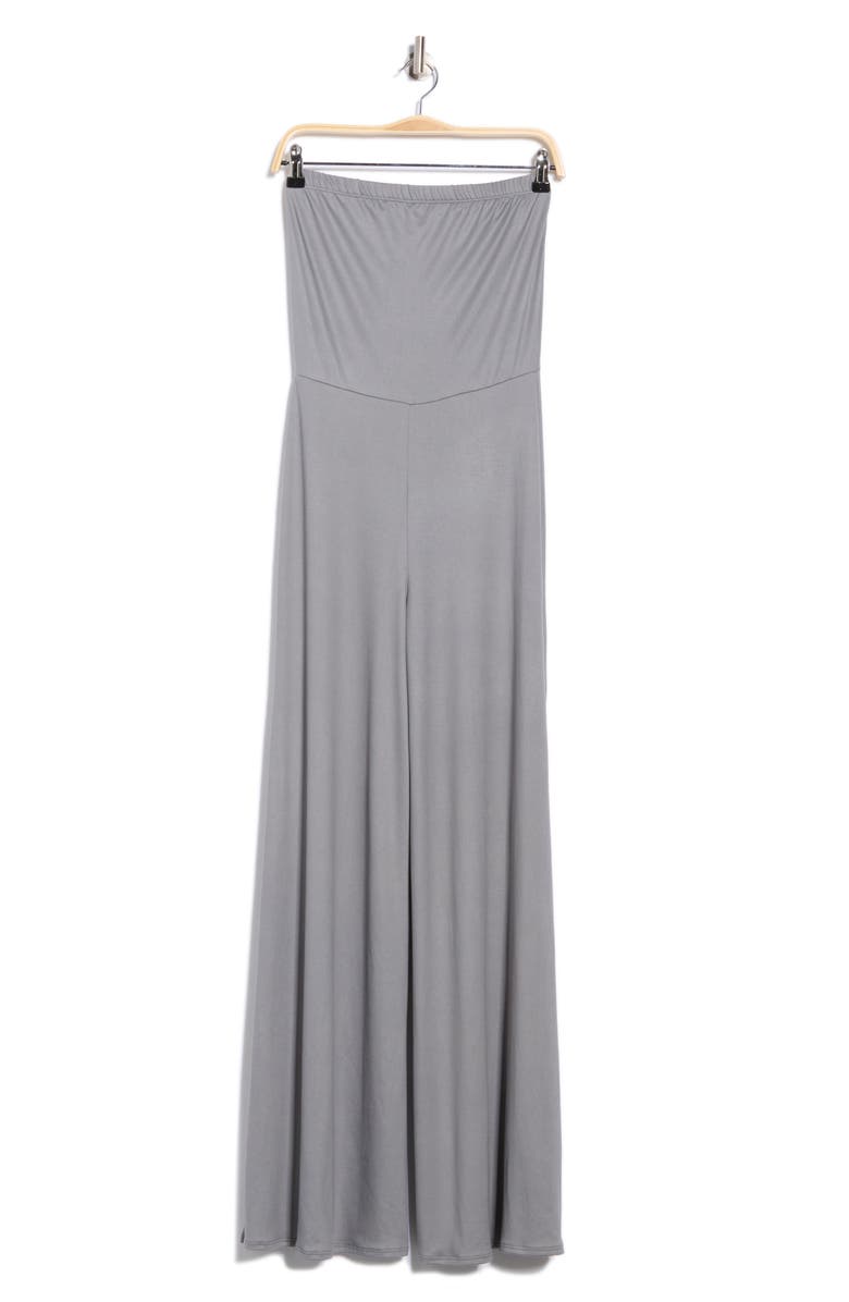GO COUTURE Strapless High Slit Jumpsuit, Alternate, color, Fossil