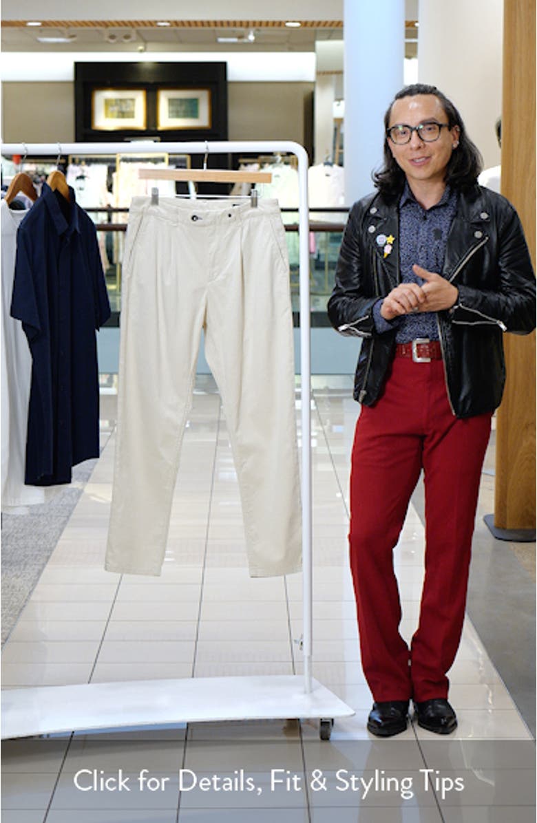 Pleated Stretch Cotton Chino Pants, sales video thumbnail