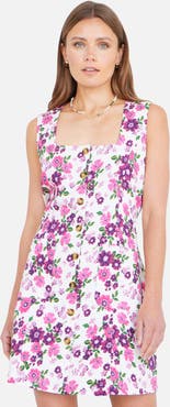 Yumi Retro Floral Cotton Pinafore Dress