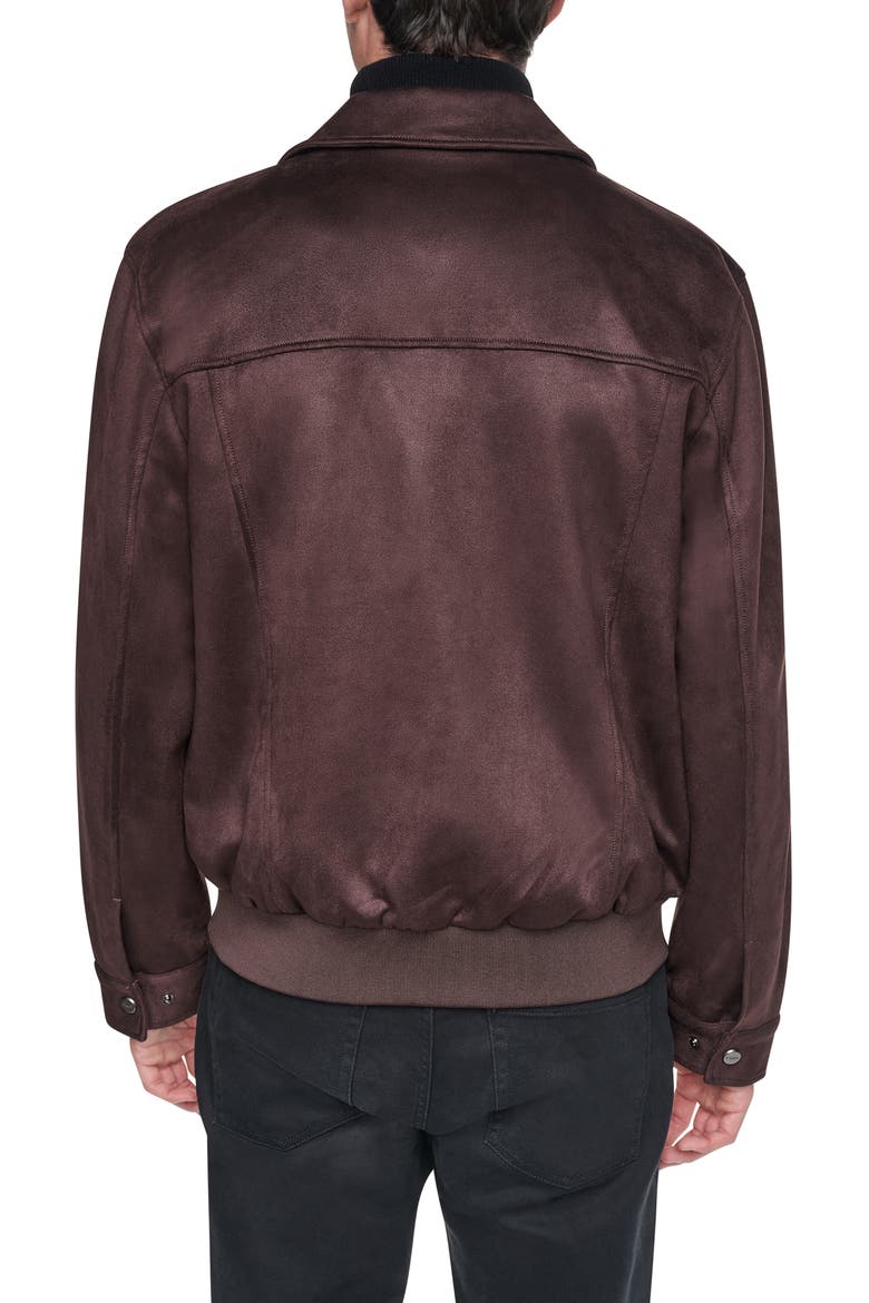 Faux Suede Trucker Jacket, Alternate, color, BROWN