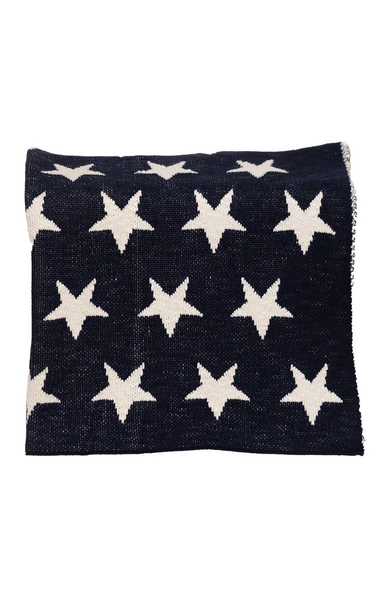 PARKLAND COLLECTION Starry Starry Night Transitional Navy Blue Knitted 32" x 40" Baby Blanket, Main, color, Navy Blue