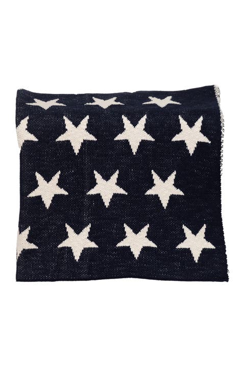 Starry Starry Night Transitional Navy Blue Knitted 32" x 40" Baby Blanket