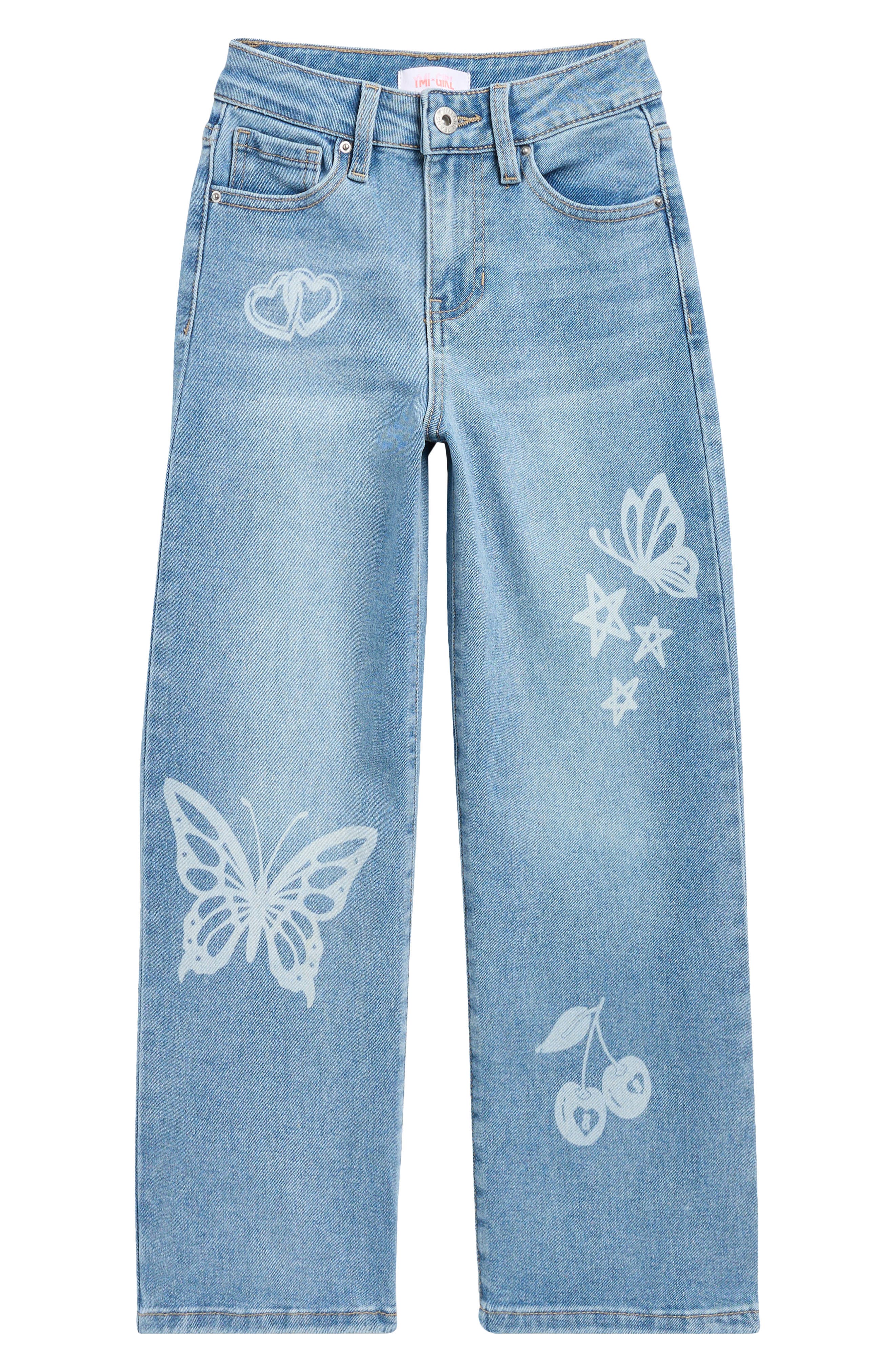 YMI Kids' Tattoo Print Wide Leg Jeans