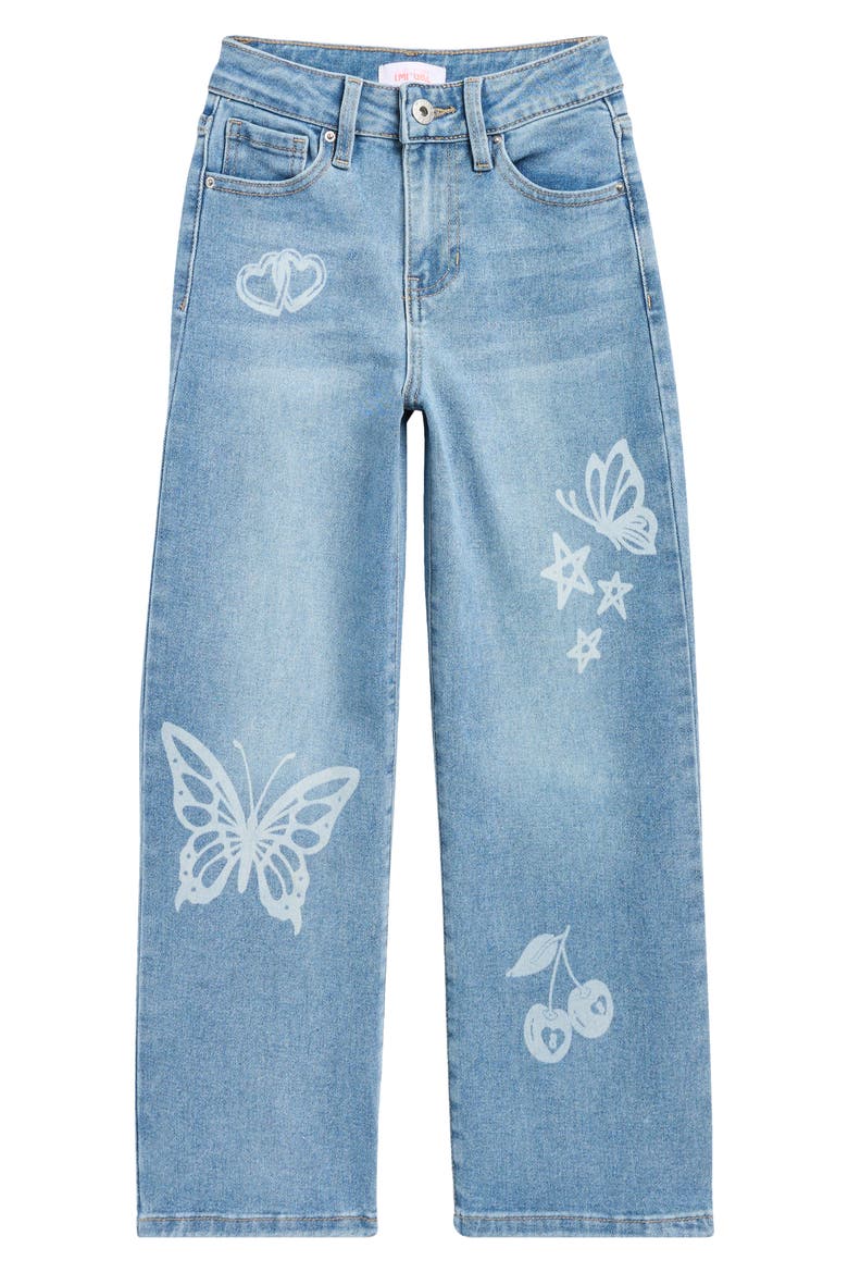 Kids' Tattoo Print Wide Leg Jeans, Main, color, MEDIUM