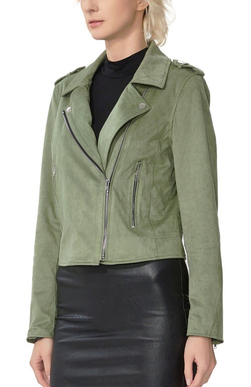 Kimi & Kai Willa Faux Suede Moto Jacket In Green