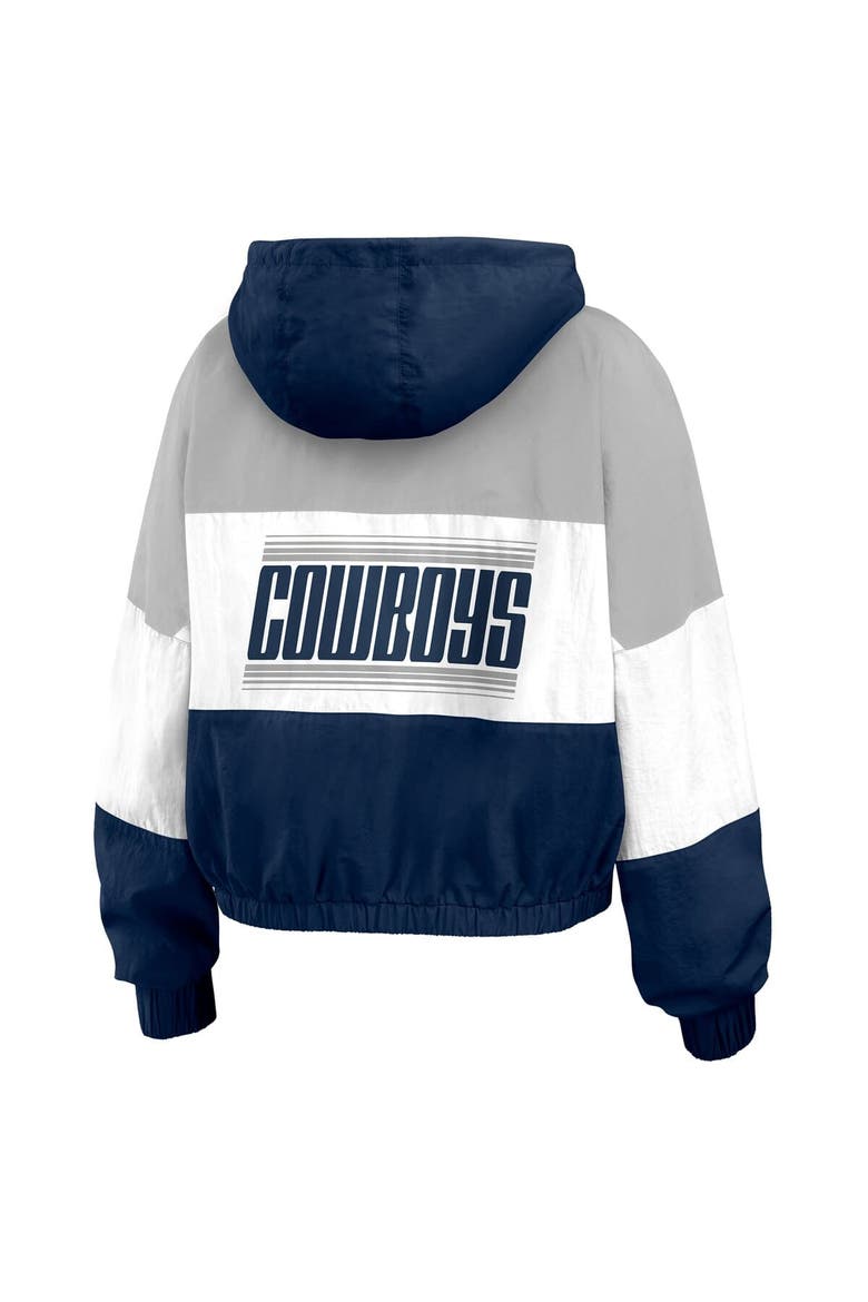 Women's WEAR by Erin Andrews Navy Dallas Cowboys Plus Size Color Block Full-Zip Windbreaker Jacket, Alternate, color, Navy