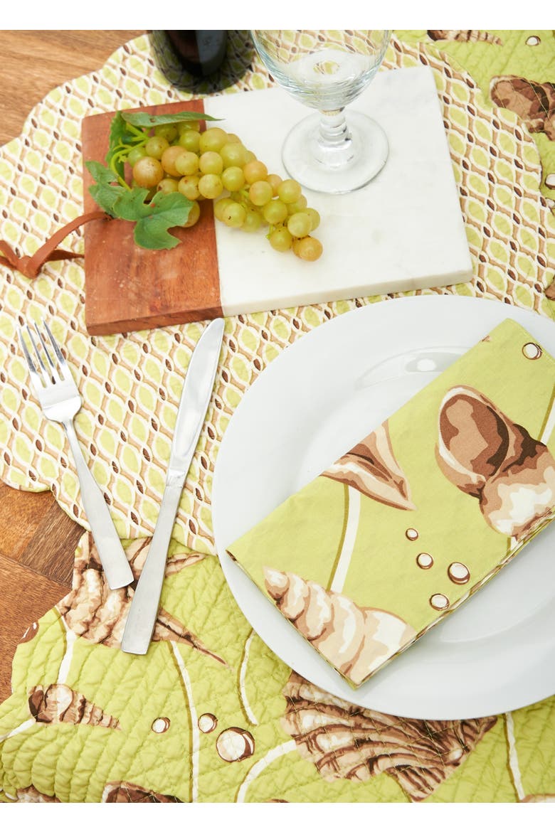 Calypso Cotton Quilted Rectangular Reversible Placemats Set of 6, 13" x 19", Alternate, color, Green
