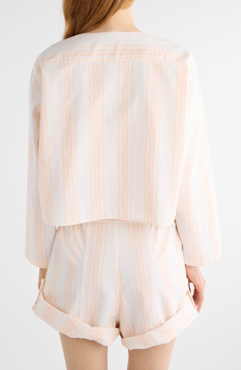 Chloé Soft Stripe Organic Cotton Crop Shirt, Alternate, color, White Pink