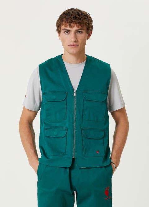 Cotton Woven Track Vest Men
