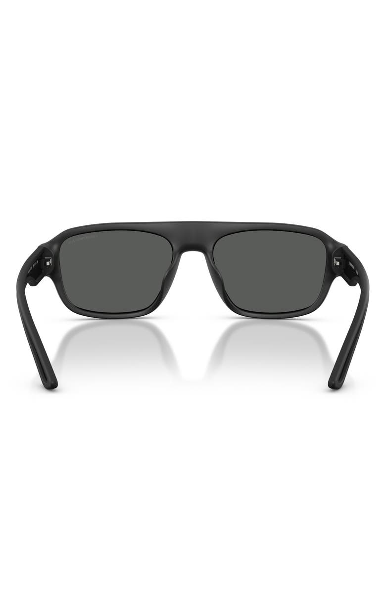 Emporio Armani 55mm Rectangle Sunglasses, Alternate, color, Rubberized Matte Black / Grey