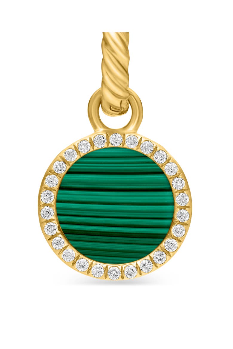 Petite DY Elements® Drop Earrings in 18K Yellow Gold with Malachite and Pavé Diamonds, Alternate, color, 18K YELLOW GOLD