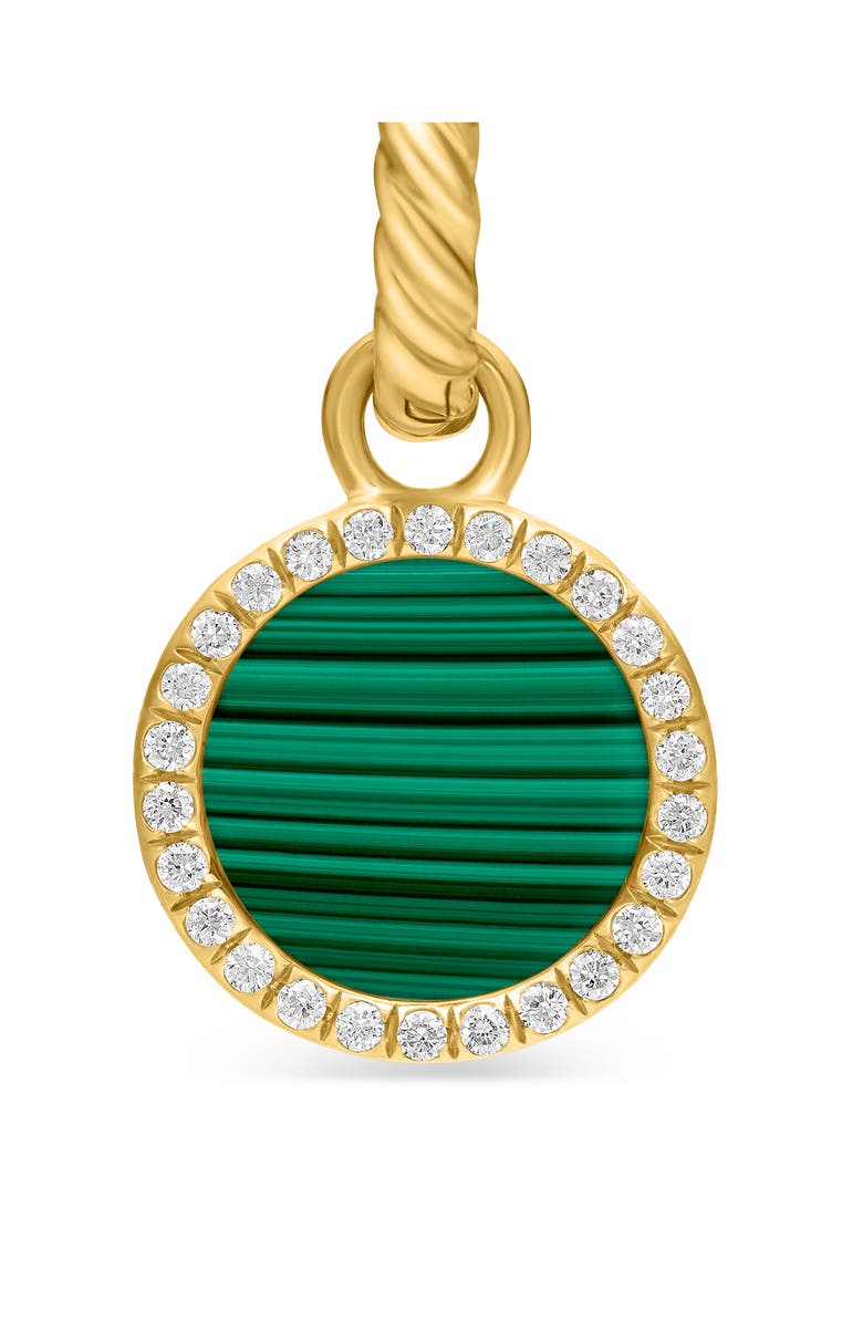 David Yurman Petite DY Elements<sup>®</sup> Drop Earrings in 18K Yellow Gold with Malachite and Pavé Diamonds, Alternate, color, 18K Yellow Gold