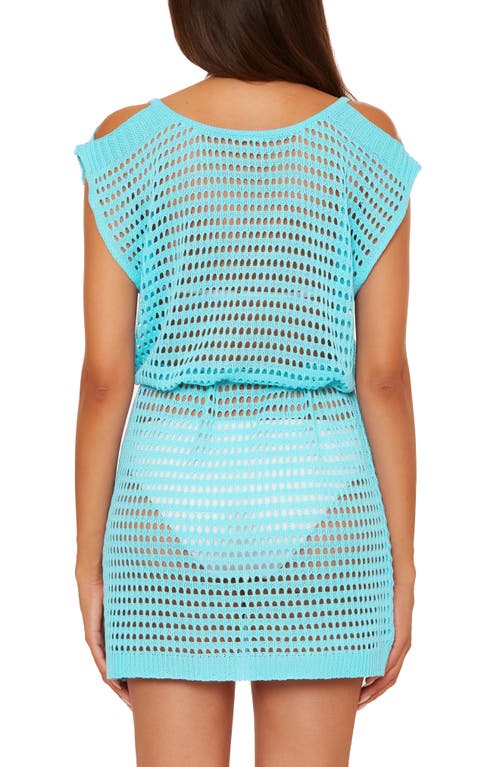 Becca Playa Open Stitch Cover-up Minidress In Blue