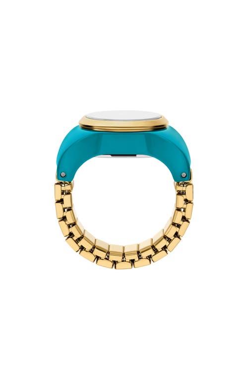 Fossil Women's Two-hand Gold-tone Stainless Steel Ring Watch, 15mm In Blue