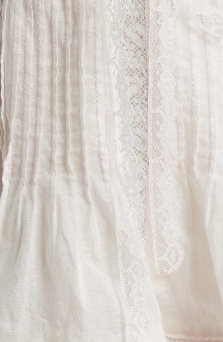 LoveShackFancy Kinsale Lace Trim Long Sleeve Minidress, Alternate, color, Pink