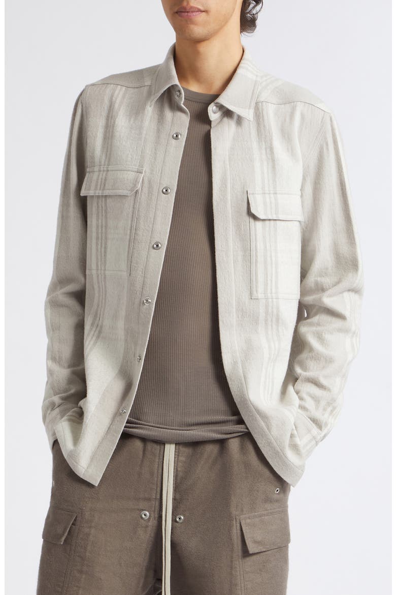 Plaid Cotton & Wool Overshirt, Main, color, BLEACH PLAID