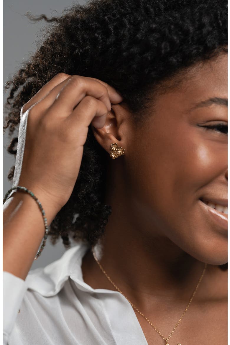 Melia Trio Flower Bunch Stud Earrings, Alternate, color, GOLD