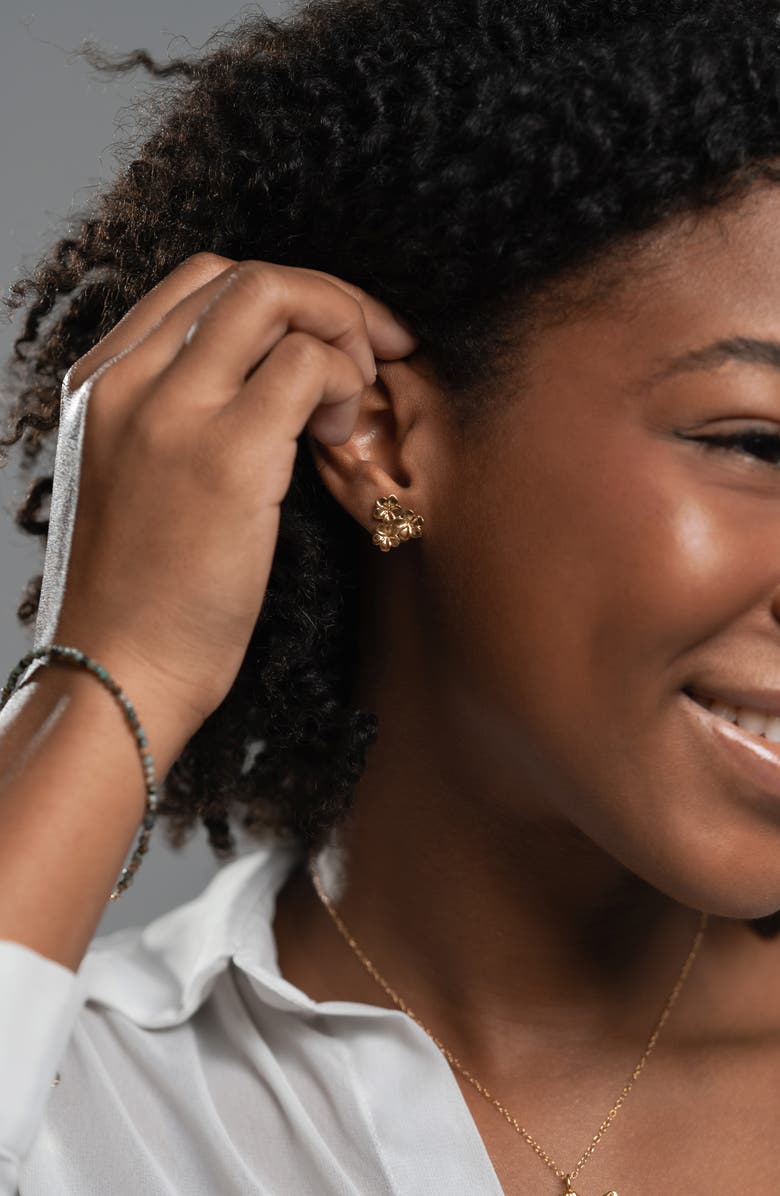 Kiara by Ki-Ele Melia Trio Flower Bunch Stud Earrings, Alternate, color, Gold