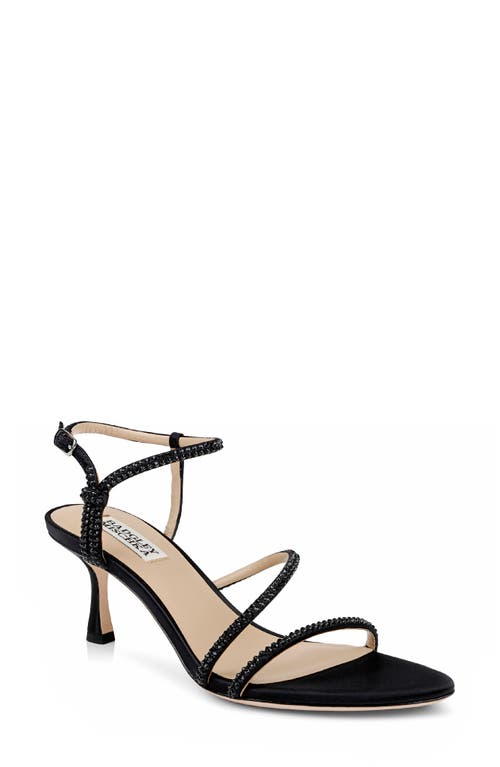 Badgley Mischka Collection Julianna Ankle Strap Sandal in Black Satin 