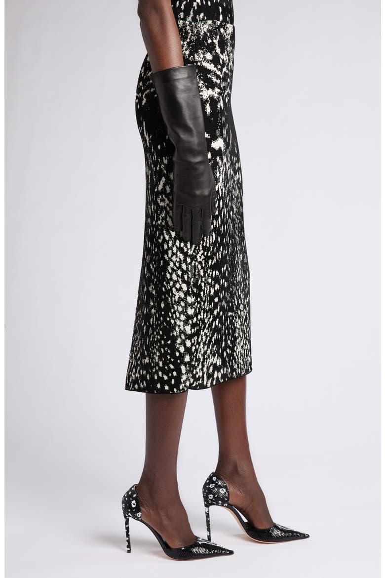 Lynx Jacquard Pencil Skirt, Alternate, color, BLACK/ WHITE/ GREEN