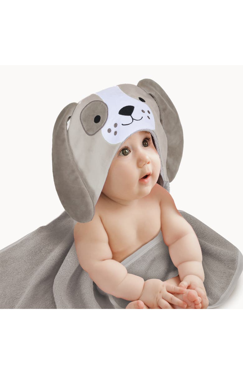 Lambs & Ivy Baby/Infant Luxury Cotton Terry Dog/Puppy Hooded Bath Towel, Main, color, Brown