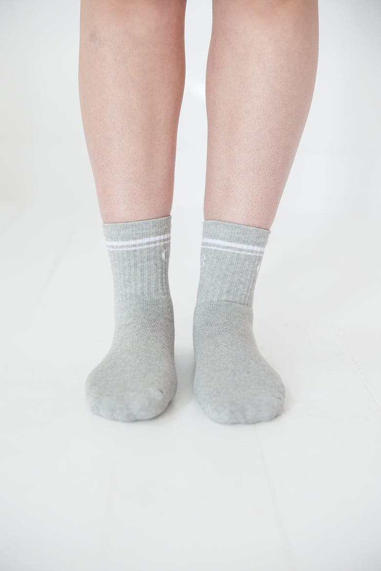 Half Crew Socks - Foot Soldier Mom Cushioned Comfort for All-Day Support - Cream, Alternate, color, Gray