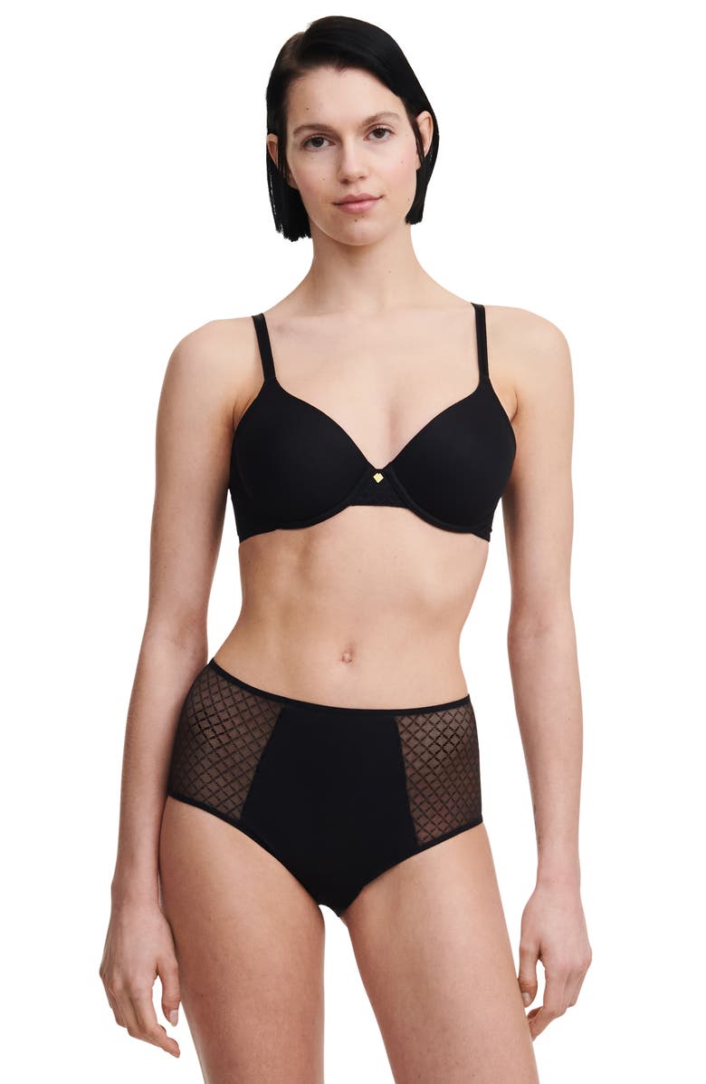Chantelle Lingerie Norah Chic High Waist Full Briefs, Alternate, color, Black