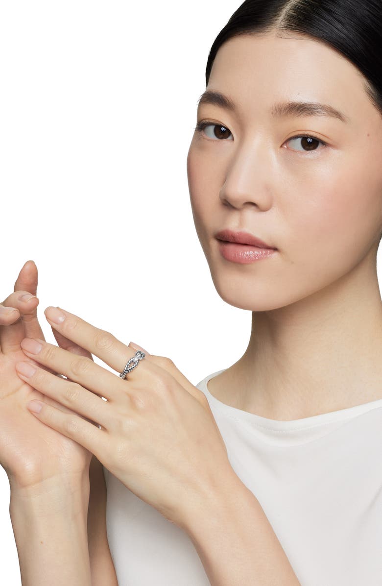 David Yurman Cable Loop Ring with Diamonds, Alternate, color, Sterling Silver/ Diamond