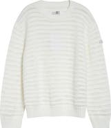 MM6 Maison Margiela Open Knit Stripe Cotton Crewneck Sweater