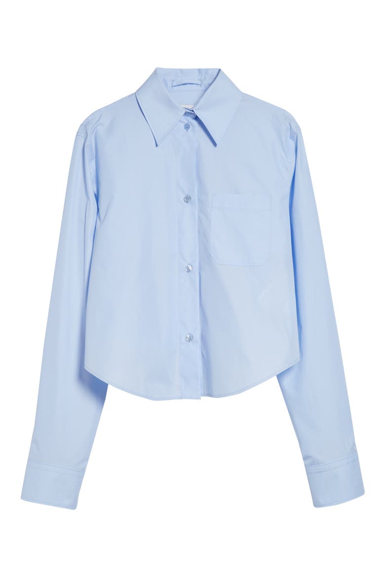 Ceppo Pleated Poplin Button-Up Shirt, Alternate, color, LIGHT BLUE