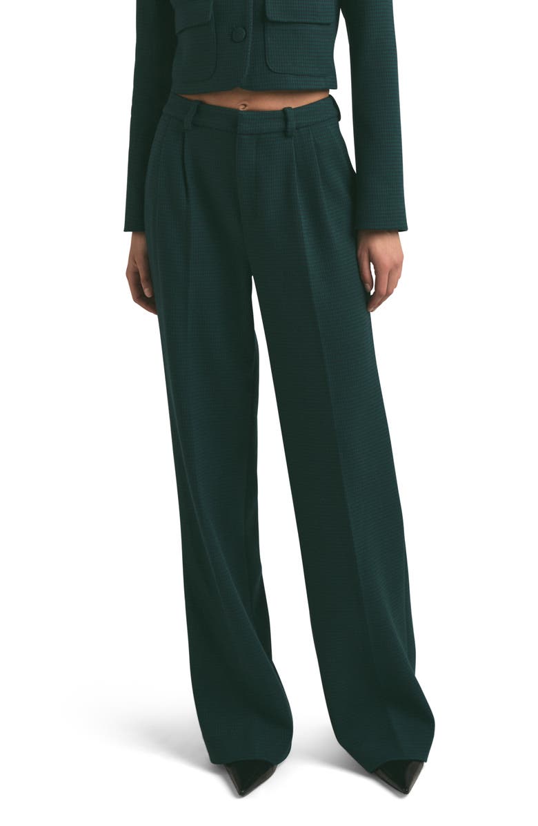 Favorite Daughter The Agnes Pleated High Waist Houndstooth Pants, Main, color, Juniper Houndstooth