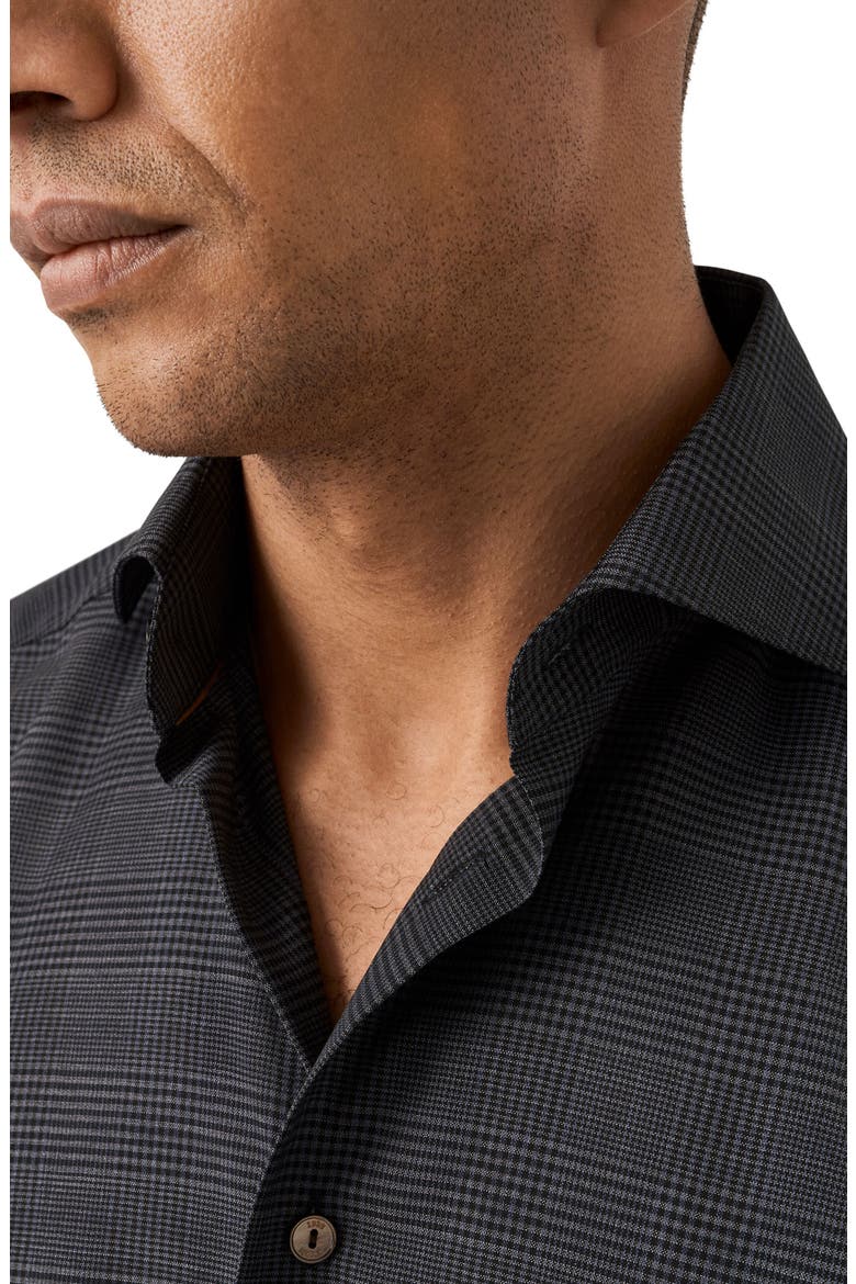 Slim Fit Check Merino Wool Button-Up Shirt, Alternate, color, DARK GREY