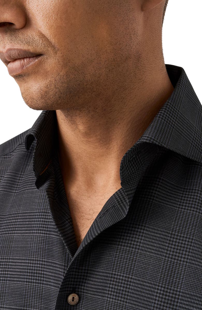 Eton Slim Fit Grey Glen Check Wool Dress Shirt, Alternate, color, Dark Grey