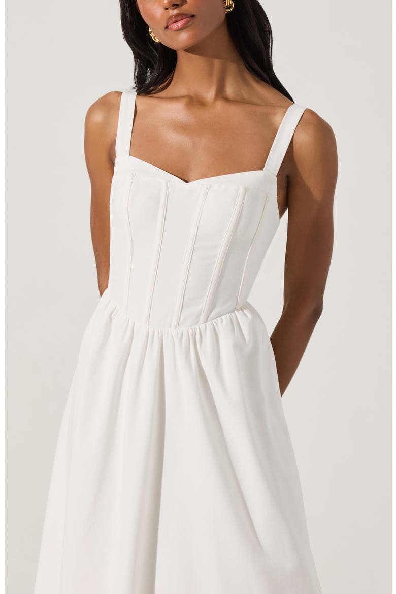Structured Cotton Blend Midi Fit & Flare Dress, Alternate, color, WHITE
