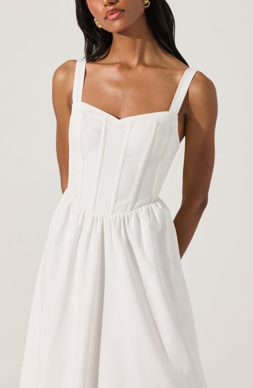 Astr The Label Structured Cotton Blend Midi Fit & Flare Dress In White