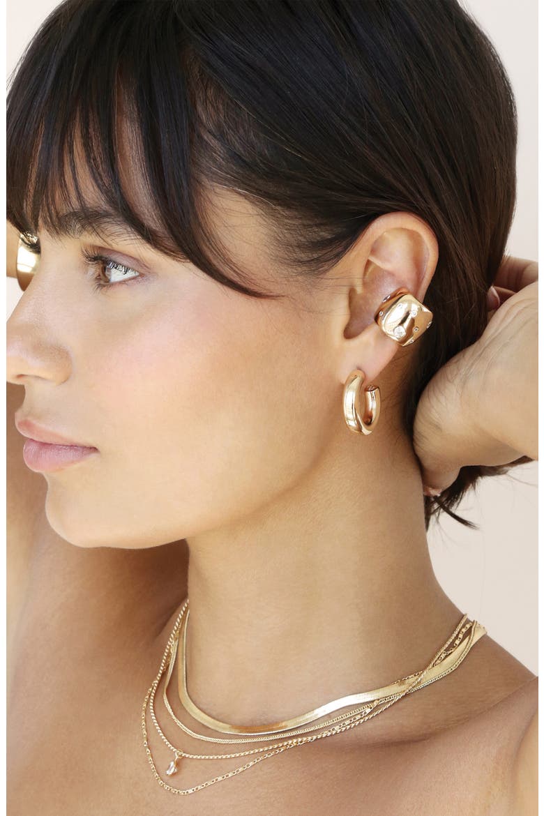 Scattered Cubic Zirconia Chunky Ear Cuff, Alternate, color, GOLD