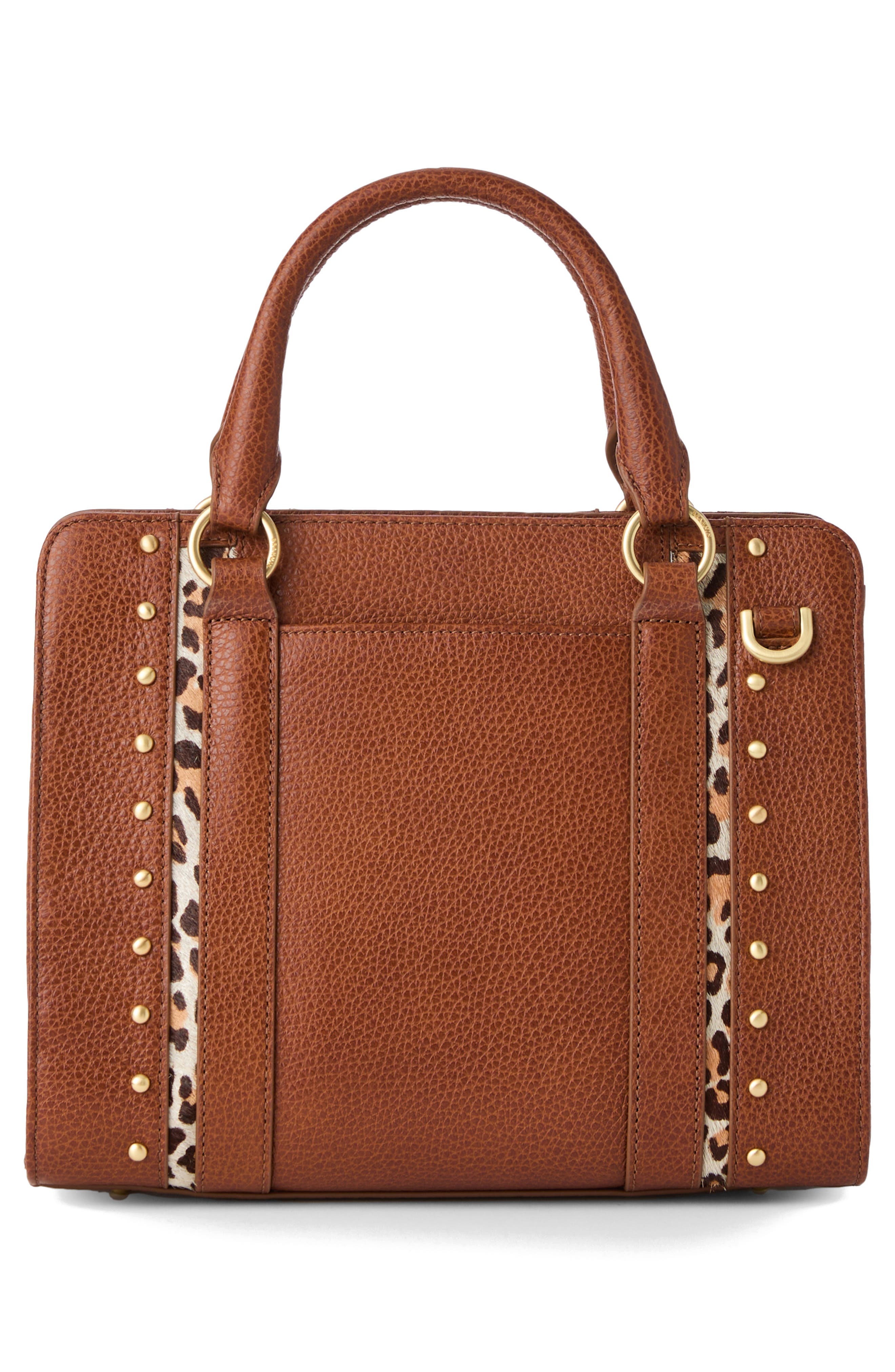 Brahmin Cami Genuine Calf Hair Trim Leather Satchel, Alternate, color, 