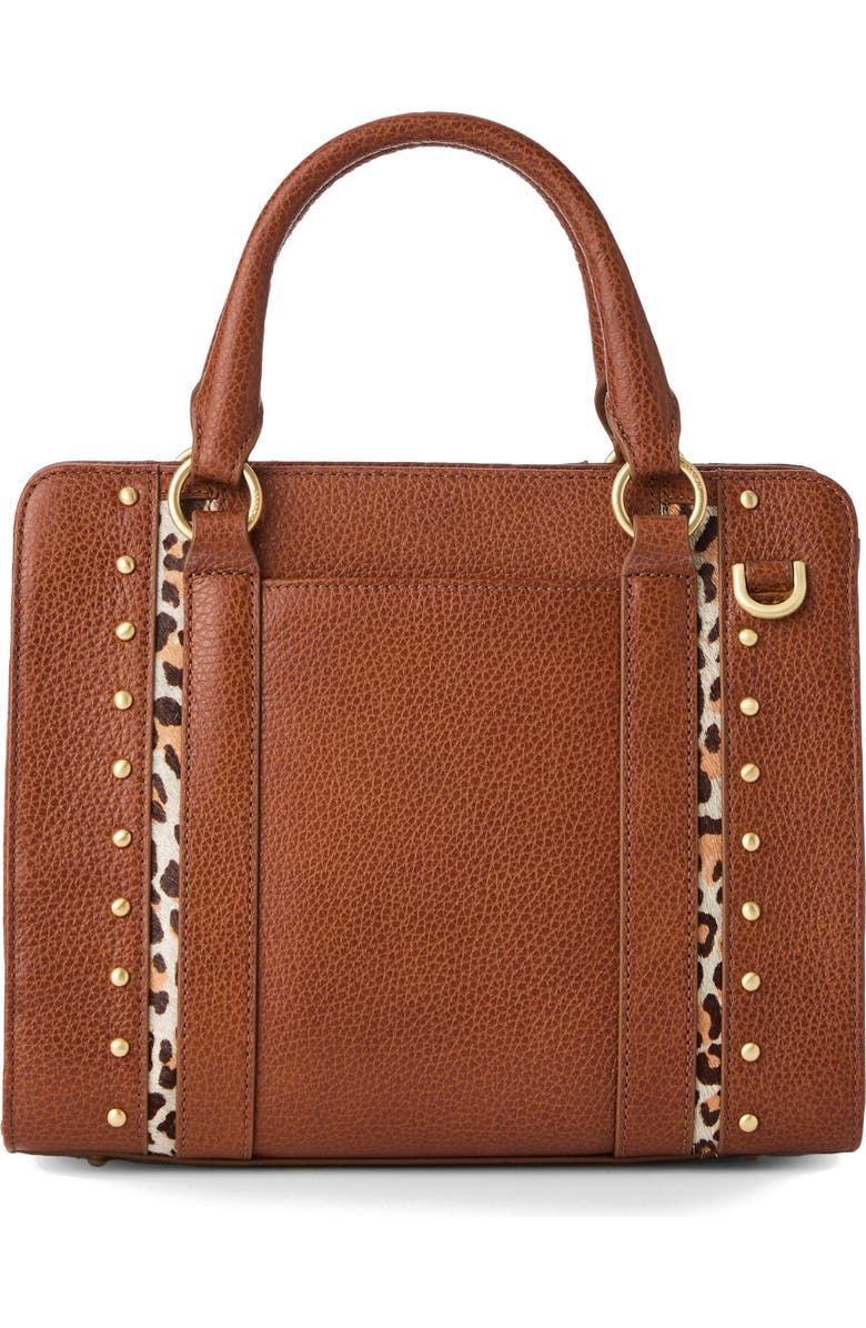 Brahmin Cami Genuine Calf Hair Trim Leather Satchel, Alternate, color,