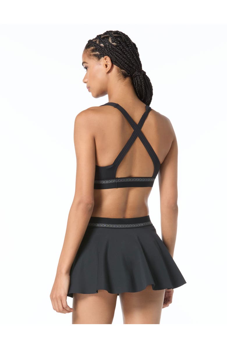MICHAEL Michael Kors Signature Scuba Cross Back Bra Top, Alternate, color, Black