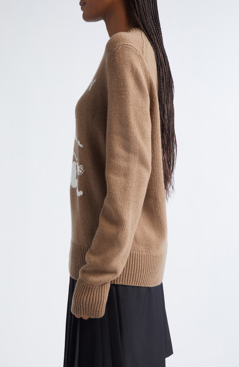 Burberry Scarlett Classic EKD Wool & Cashmere Crewneck Sweater, Alternate, color, Camel