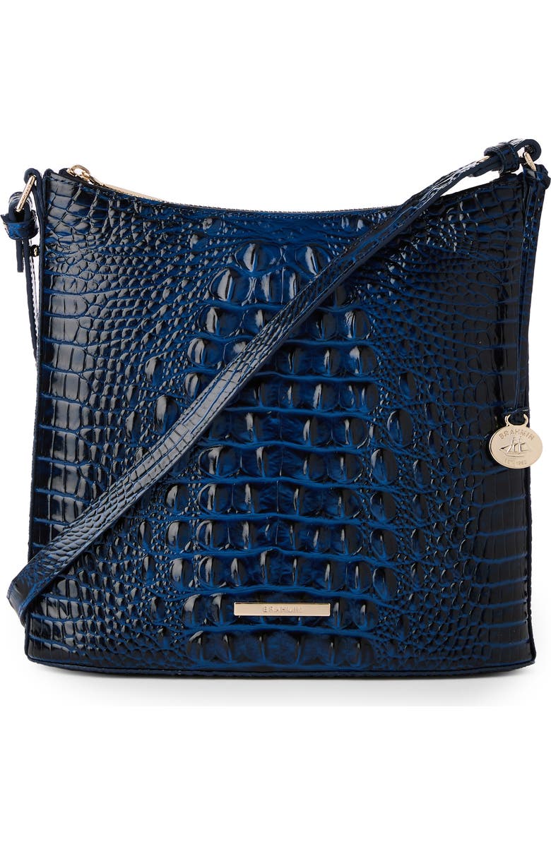 Brahmin Katie Croc Embossed Leather Crossbody Bag, Main, color, Anchor