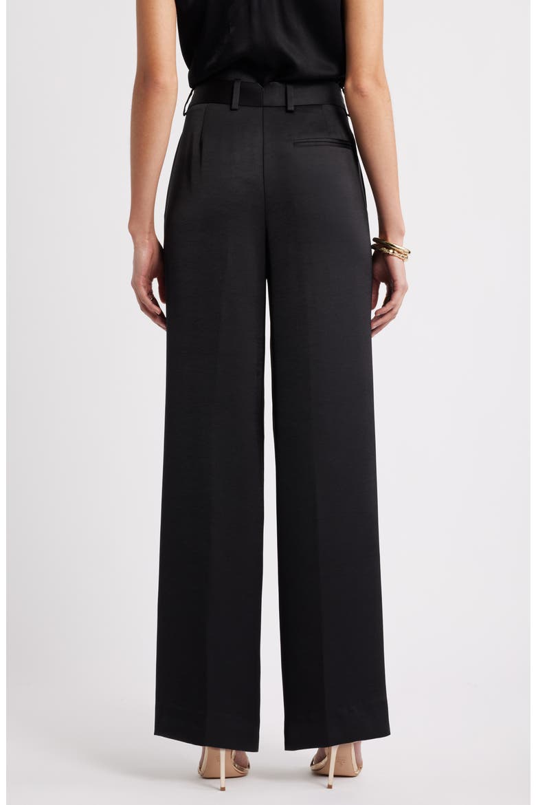 Pleated Satin Pants, Alternate, color, BLACK