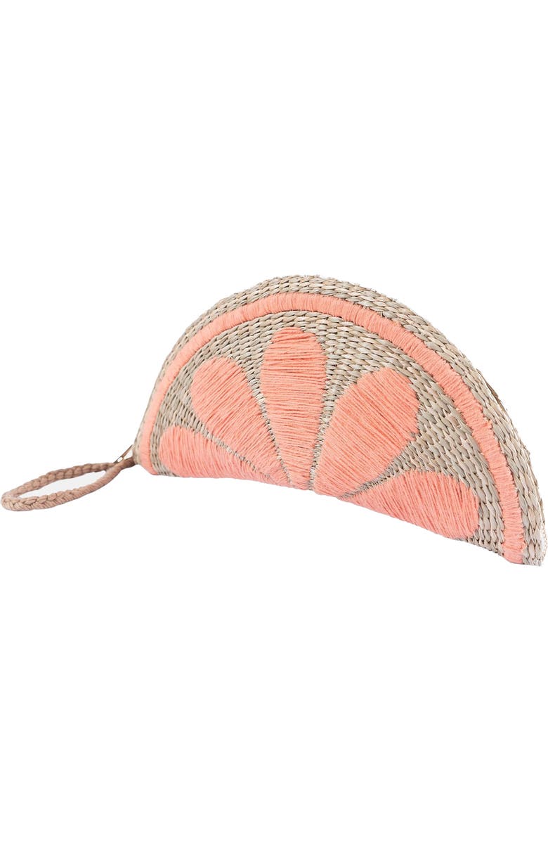 Jelavu Capri Fruit Handwoven Rattan Half Moon Wristlet, Alternate, color, Orange